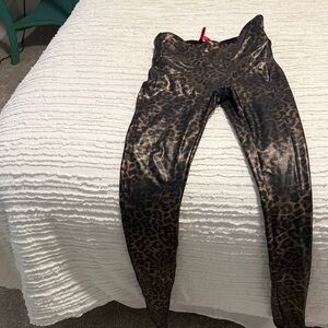 SPANX Animal Print Leggings - Black and Brown